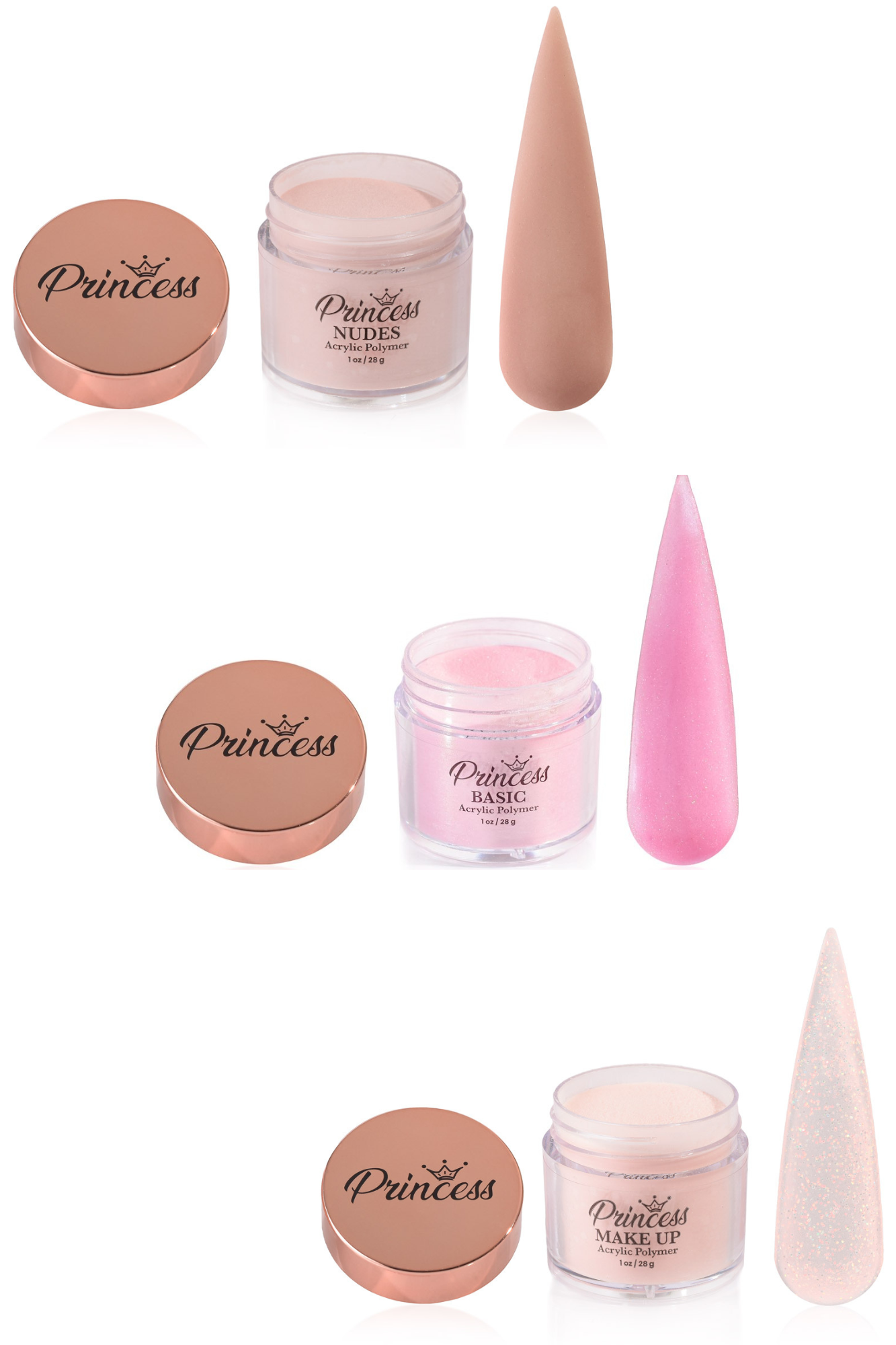 Acrílicos Princess Basic, Nudes y Maquillaje 1 oz